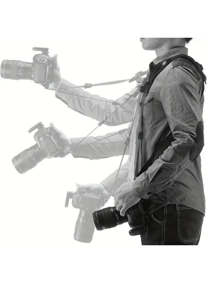 Professional Dual Shoulder Camera Harness Quick Release Black Neoprene Padded Strap - Image 5