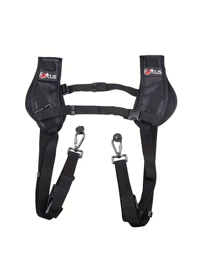 Professional Dual Shoulder Camera Harness Quick Release Black Neoprene Padded Strap - Image 1