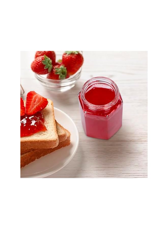The Bros 12Pack 8oz Hexagon Glass Jars with Airtight Red Gingham Lids, Small Canning Jars for Jam, Honey, Pickling, Preserving, Spice Storage, DIY Candle Making & Party Favors - Image 3