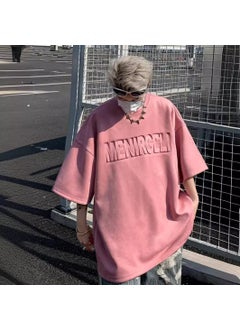 Generic 2024 Mens Suede Short Sleeve Tee Casual Fashion Ace-t30 pink  - Image 4
