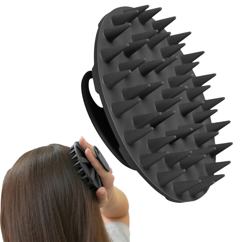 INNERNEED Scalp Care Massager Shampoo Brush, Wet & Dry Manual Head Scrubber Hair Washing, Soft Silicone Bristles, for Hair Growth, Dandruff Removal, Comfortable for All Hair Types (Black) - Image 1