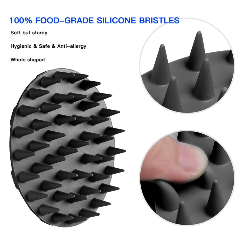 INNERNEED Scalp Care Massager Shampoo Brush, Wet & Dry Manual Head Scrubber Hair Washing, Soft Silicone Bristles, for Hair Growth, Dandruff Removal, Comfortable for All Hair Types (Black) - Image 3