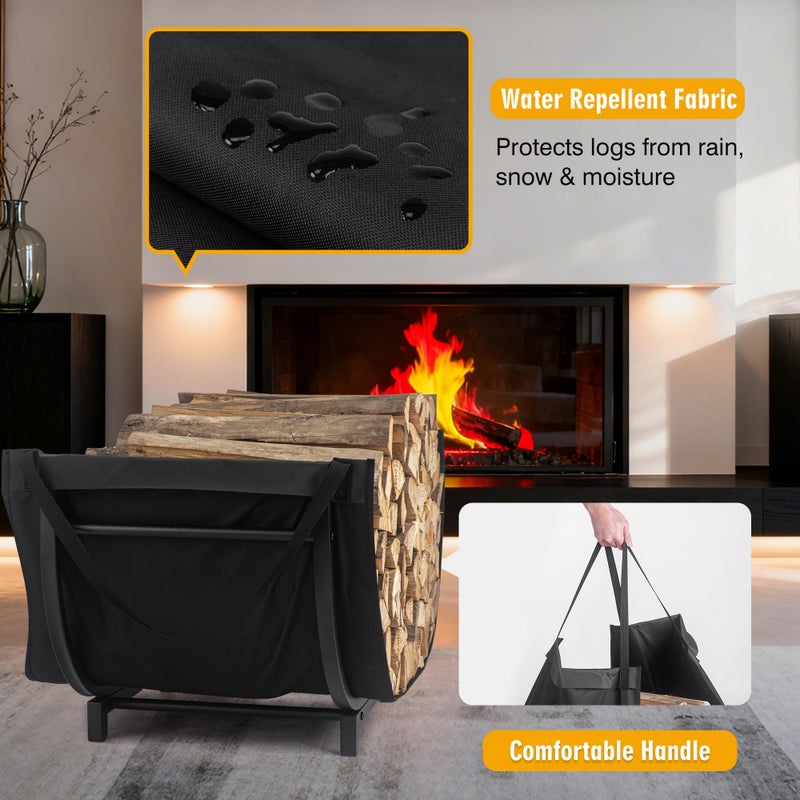 facka Curved Firewood Rack and Log Carrier Bag, 30 Inch Indoor Log Firewood Holder, Metal Fireplace Wood Storage, Waterproof & Rustproof wood racks outdoor for firewood - Image 5