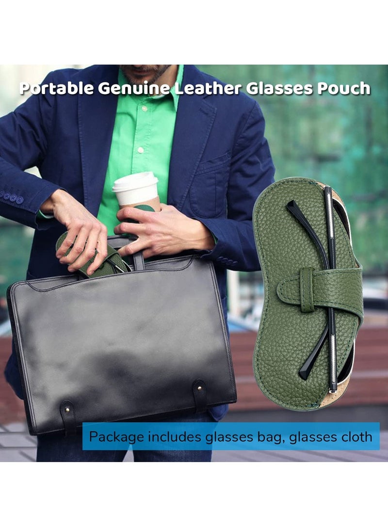 Generic Stylish Portable Genuine Leather Eyeglass Case - Slim Pouch for Sunglasses & Reading Glasses, Perfect for Travel - Image 3