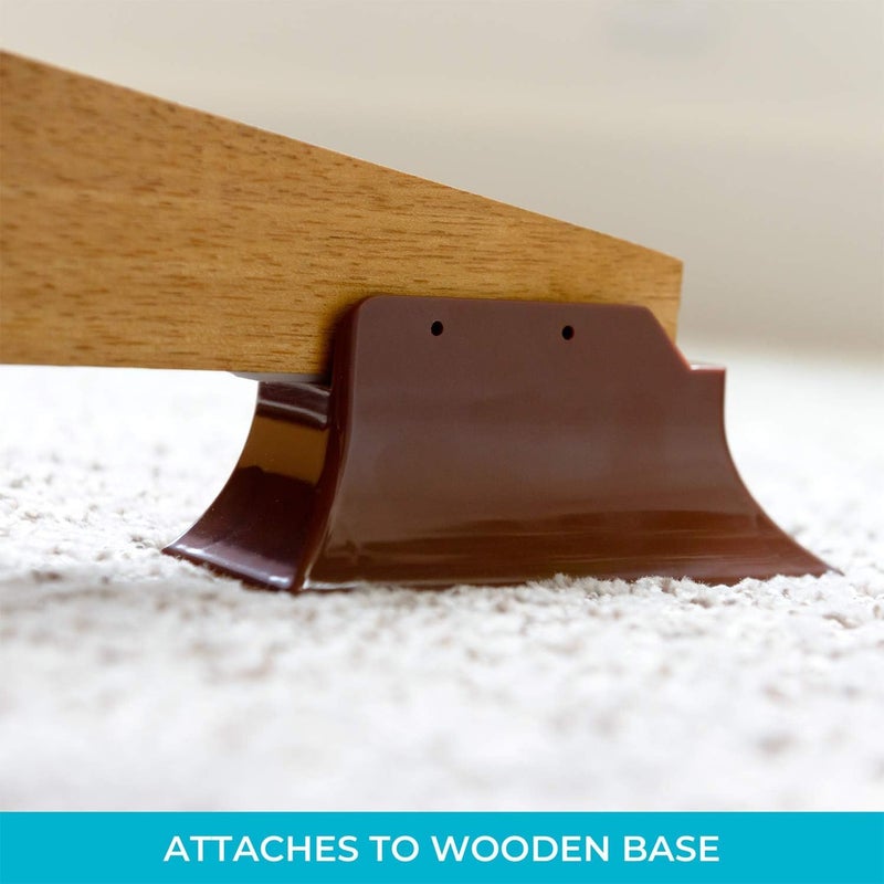 Stander رافعات الكراسي القابلة للإمالة، رافعات كراسي غير قابلة للانزلاق للبالغين وكبار السن، رافع مقعد منخفض للجلوس والوقوف، متوافق مع كراسي الإمالة ذات القاعدة الخشبية، مجموعة من 4، بني - Image 4