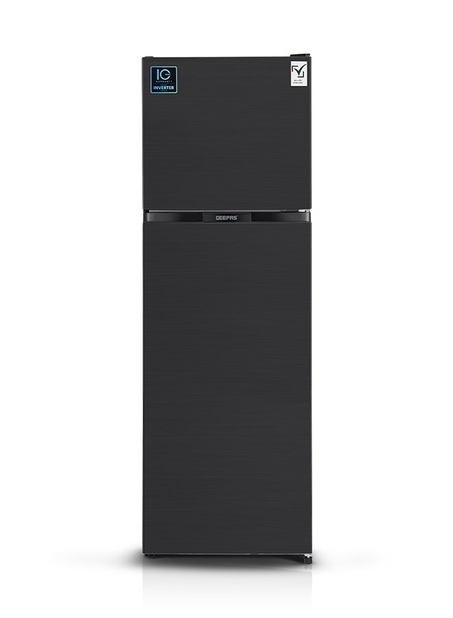320L Gross / 255L Net Capacity, No Frost Double Door Free Standing Refrigerator With Multi air Flow, Twist Ice Maker, Temperature Control, Stainless Steel Finish, Glass Shelves GRF3207SSXXN Grey