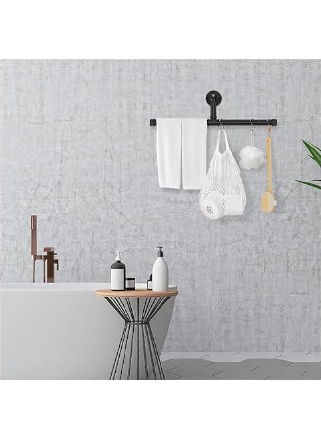 هوكور رف ملابس عائم من دوركو يثبت على الحائط، رف ملابس تجاري او سكني، رف ملابس معدني اسود متين بنمط ريفي عتيق من الستيل (عبوة واحدة)، معدن سبيكة صلب - Image 5