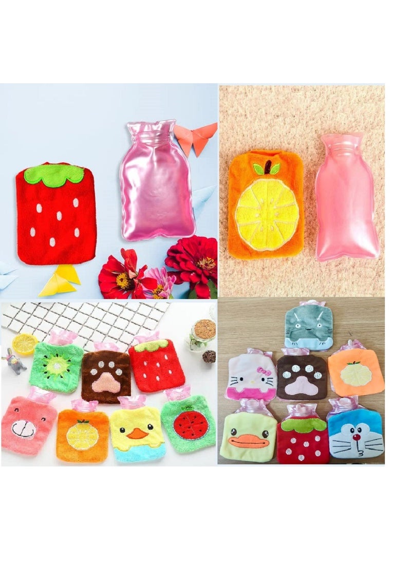 1 small water bottle with a lid, multi-use for adults, children and newborns, hot and cold to keep warm and relieve pain and tension, multiple drawings and colours.