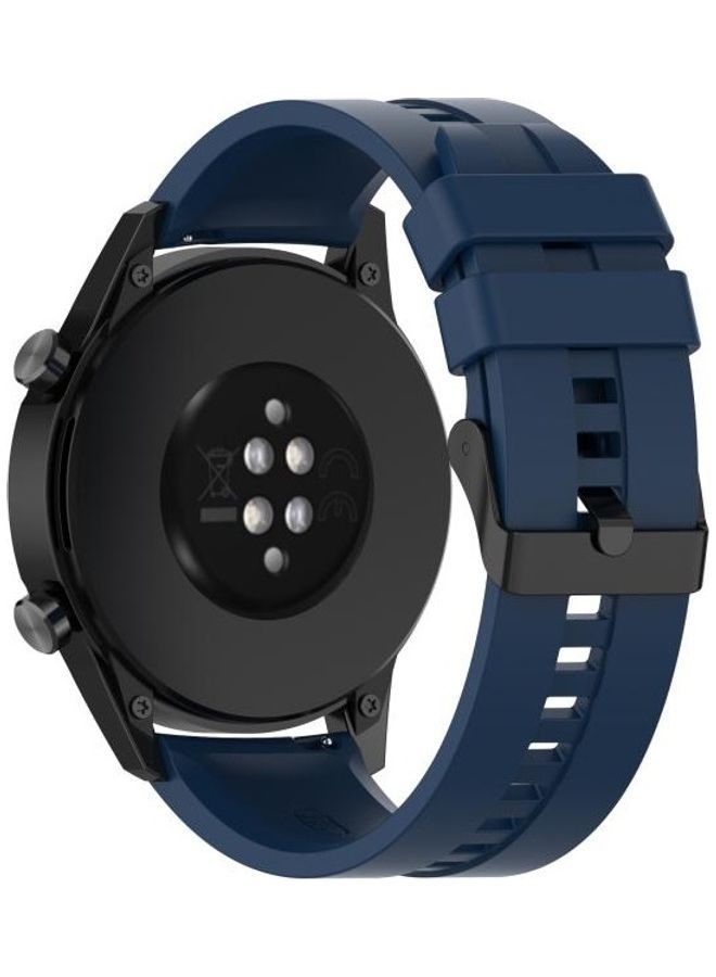 NIBEMINENT Silicone Replacement Watchband with Buckle For Huawei Watch GT 2 46mm Dark Blue - Image 5