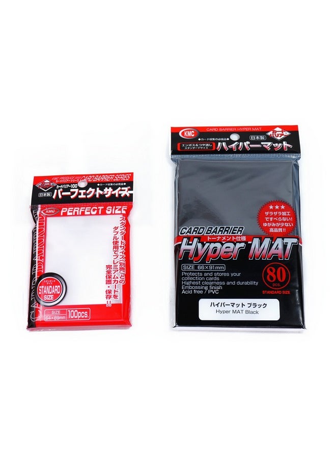 KMC KMC Hyper Mat Sleeve Black (80-Pack) + 100 Pochettes Card Barrier Perfect Size Soft Sleeves Value Set !  - Image 1