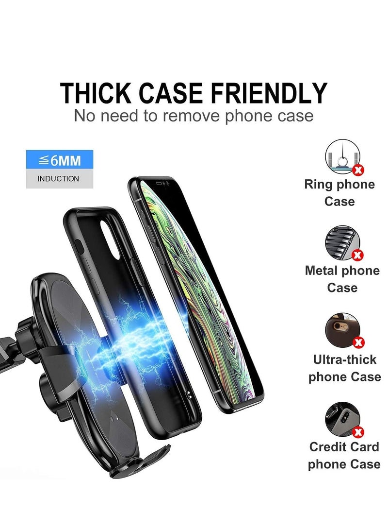 Wireless Car Charger Mount, Auto-Clamping Fast Charging Car Phone Holder Air Vent Compatible(BLACK) - Image 3