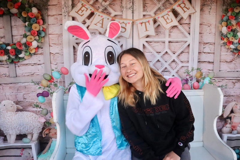 Kate 7x5ft Spring Happy Easter Day Photography Backdrops Colorful Eggs Cute Rabbit Toy Photographic Background Retro Gray Wall White Door Baby Shower Newborn Shooting Backdrop - Image 3