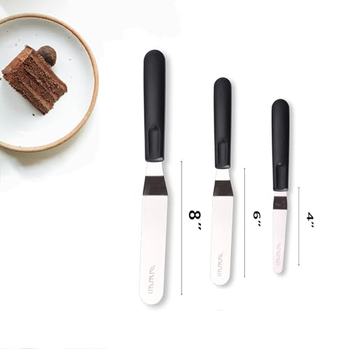 LEGERM Cake Icing Spatulas with Non-Slip Handle 4 6 Inch Small Offset Palette Knife for icing smoother, Flat Pallet Knives for Baking or Frosting, Stainless Steel Cake Decorating Spatulas Angled Spatula - Image 2