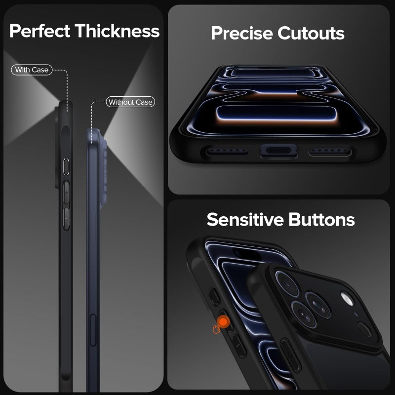 ivoler 3-in-1 Case for iPhone 17 Pro Max 6.9" 2025 with 2 Pack Tempered Glass Screen Protector [Military Grade Protection], Frosted Translucent Back for iPhone 17 Pro Max Cover- Black - Image 5