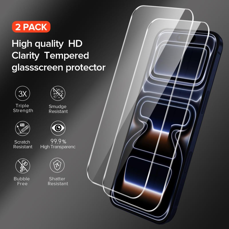 ivoler 3-in-1 Case for iPhone 17 Pro Max 6.9" 2025 with 2 Pack Tempered Glass Screen Protector [Military Grade Protection], Frosted Translucent Back for iPhone 17 Pro Max Cover- Black - Image 4