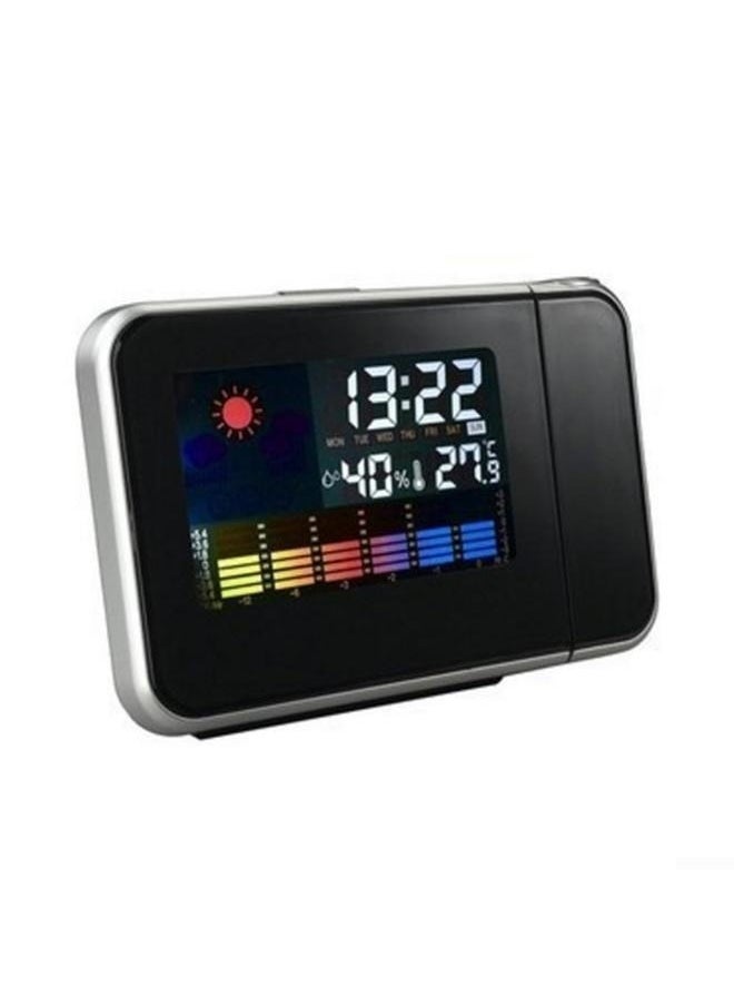 Creative Digital Projection Alarm Clock With Accurate Temperature And Humidity Measurement, Color LCD Screen, 15 * 2.5 * 11cm(Black)