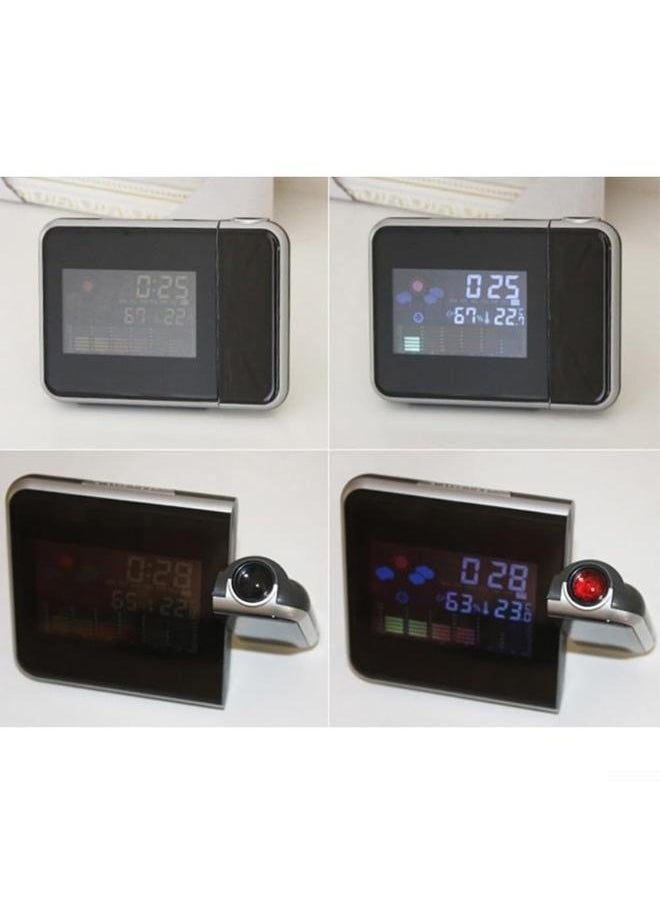 Creative Digital Projection Alarm Clock With Accurate Temperature And Humidity Measurement, Color LCD Screen, 15 * 2.5 * 11cm(Black)
