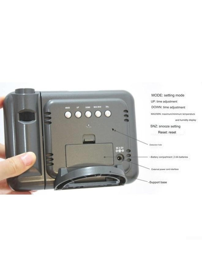Creative Digital Projection Alarm Clock With Accurate Temperature And Humidity Measurement, Color LCD Screen, 15 * 2.5 * 11cm(Black)