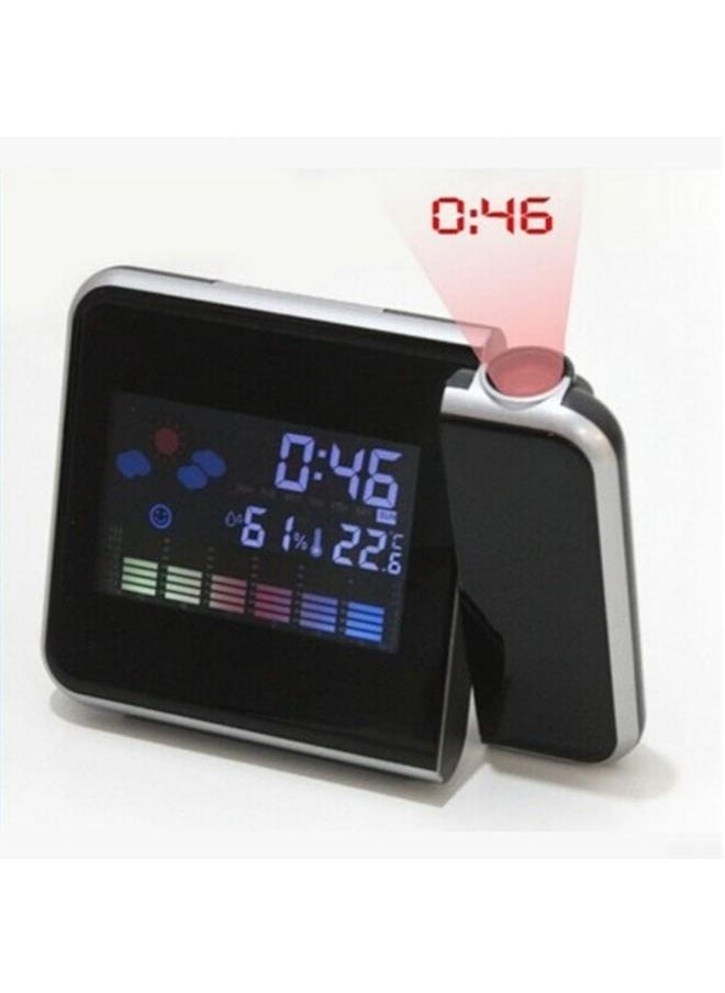 Creative Digital Projection Alarm Clock With Accurate Temperature And Humidity Measurement, Color LCD Screen, 15 * 2.5 * 11cm(Black)