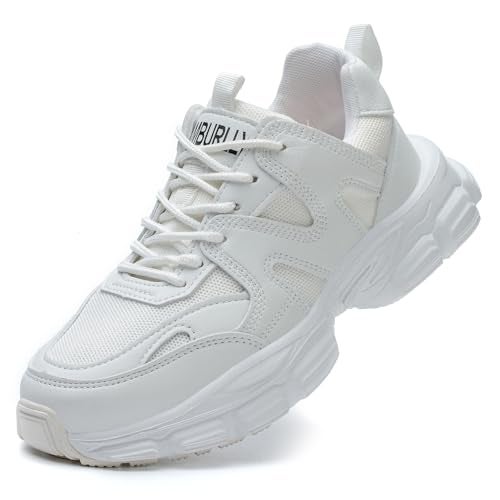 COOU Steel Toe Sneakers for Women Safety Shoes Lightweight Comfortable Thickened Sole Puncture Proof Steel Toe Work Shoes Women Size 6.5 White - Image 1