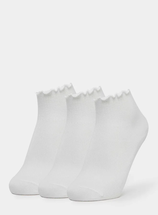 ستايلي Styli Set of 3 - Solid Crew Socks