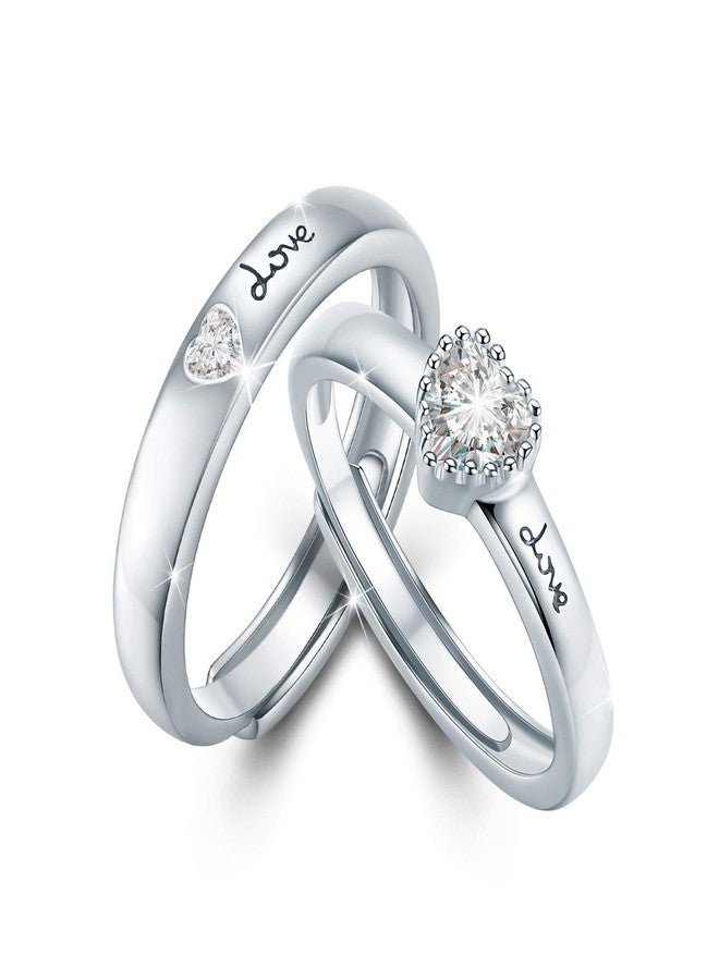 CUOKA MIRACLE Couple Rings for Lovers, 925 Sterling Silver Matching His and Her Eternity Promise Rings - Adjustable Open End - Valentine's Day Gifts - Image 1