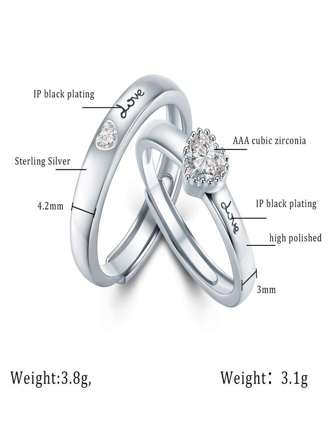 CUOKA MIRACLE Couple Rings for Lovers, 925 Sterling Silver Matching His and Her Eternity Promise Rings - Adjustable Open End - Valentine's Day Gifts - Image 2