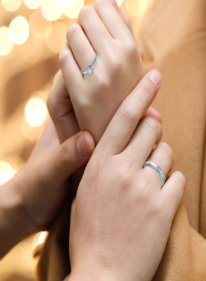 CUOKA MIRACLE Couple Rings for Lovers, 925 Sterling Silver Matching His and Her Eternity Promise Rings - Adjustable Open End - Valentine's Day Gifts - Image 3