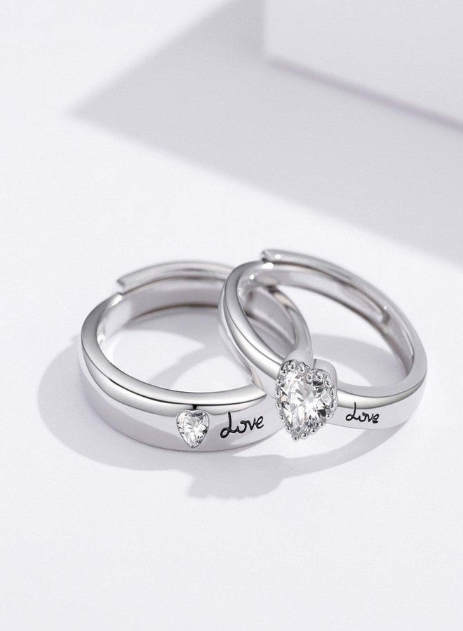 CUOKA MIRACLE Couple Rings for Lovers, 925 Sterling Silver Matching His and Her Eternity Promise Rings - Adjustable Open End - Valentine's Day Gifts - Image 5