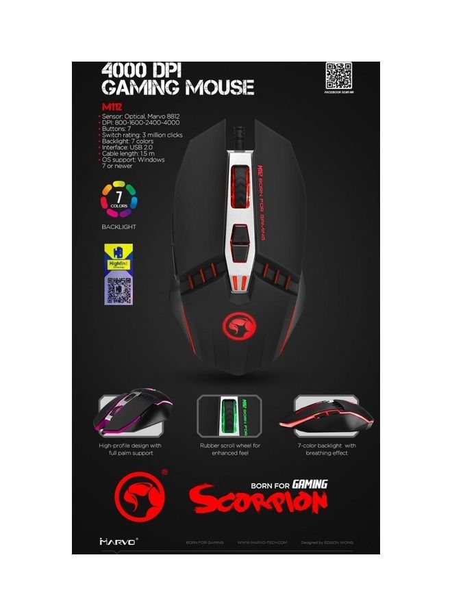 MARVO USB Wired Gaming Programmable Mouse Multi DPI Speed and LED Lights - Image 2
