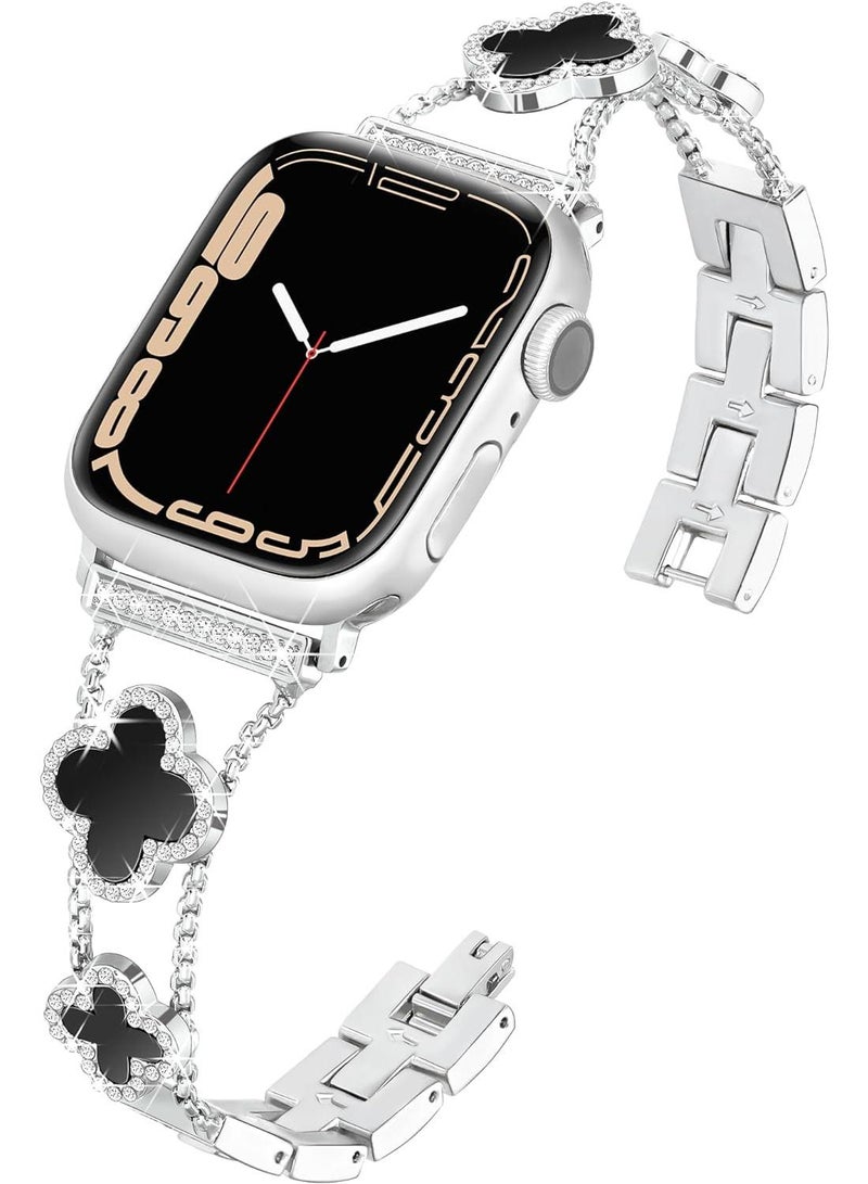 Y&D For Apple Watch 42/44/45MM Fashion Diamond Clover Metal Strap  - Image 4