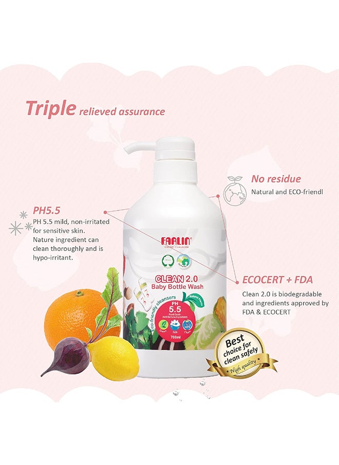 FARLIN Baby Bottle Wash 700Ml With 700 Refill Pack – Plant Based Natural, Safe & Non-Toxic With Neutral Ph Cleaner For Bottles, Pacifiers & Accessories  - Image 5