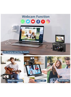ASIV Compact Retro 64MP Digital Camera – 4K UHD Video Recording, 180° Flip Screen, 18x Digital Zoom, Includes 32GB TF Card, Wireless Camera for YouTube Vlogging (Black)  - Image 4