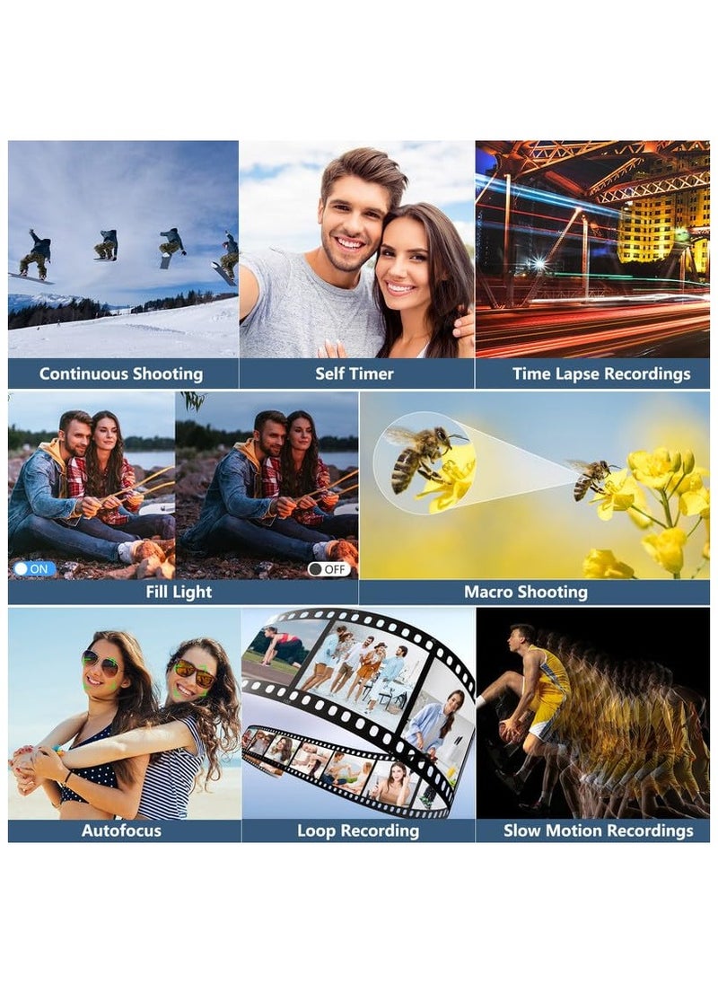 أسيف - كاميرا رقمية صغيرة بتصميم كلاسيكي بدقة 64 ميجابكسل – تدعم تصوير 4K UHD، شاشة قابلة للقلب بزاوية 180°， تكبير رقمي 18x، وتشمل بطاقة ذاكرة 32GB، كاميرا لاسلكية مثالية لتصوير فيديوهات اليوتيوب (أسود) - Image 1