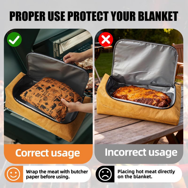 SCAUSY 270Â° Opening BBQ Blanket for Resting Meat, Valentines Day Gift Meat Resting Bag, Leak-Proof Smoker Accessories, Grilling Gift for Pork/Brisket/Turkey - Anniversary Birthday Gift for Men Him Dad - Image 4