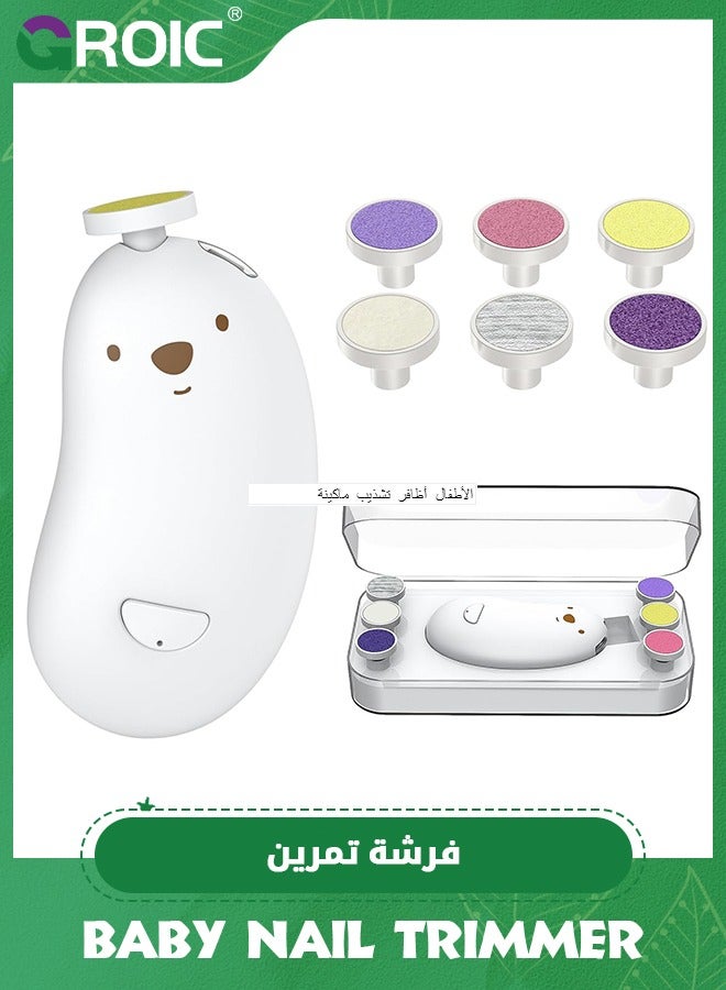 GROIC Baby Nail Trimmer Electric,Rechargeable Baby Nail Clippers with 6 Grinding Heads and LED Light, Safe Baby Nail File Set for Newborn,Trim Polish Grooming kit  - Image 1