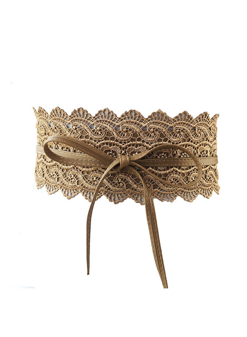 Women Lace Wide Belt Boho Wasit Wrap Self Tie Belt Cinch Ladies Waist Dress Belt  - Image 2