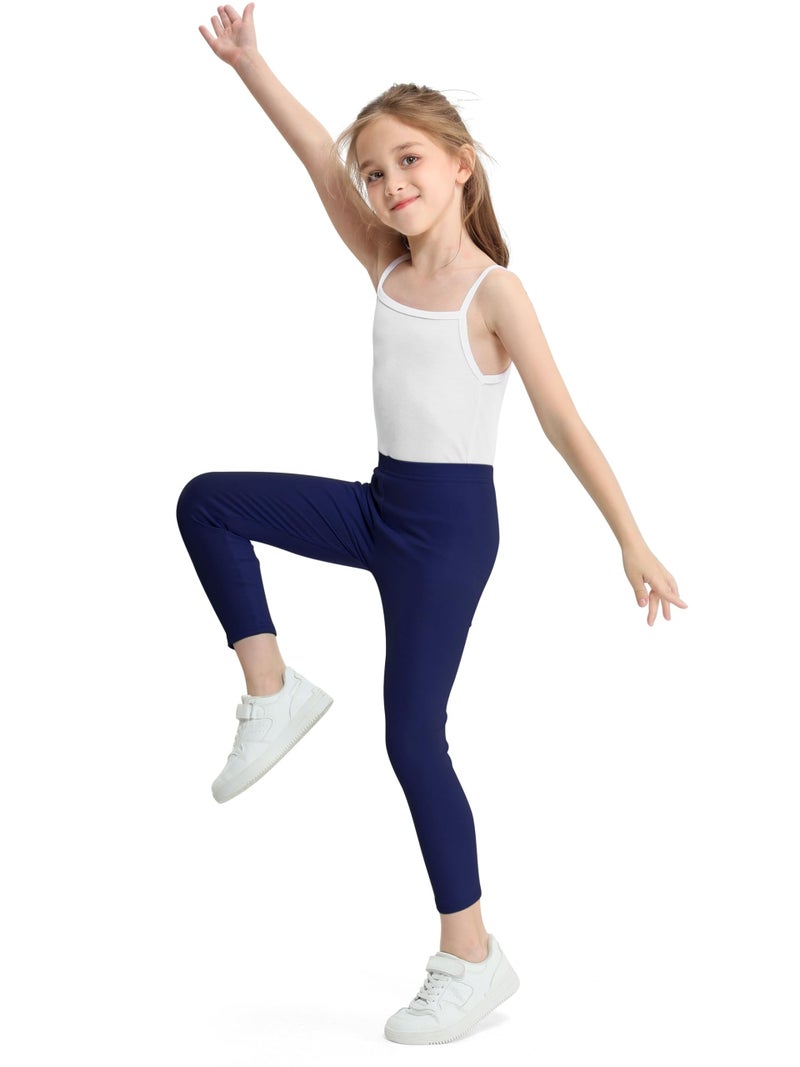 Cooraby 4 Pack Girls Cotton Leggings Ankle Length Leggings Footless Soft Warm Stretchy Tights Pants for Kids - Image 4