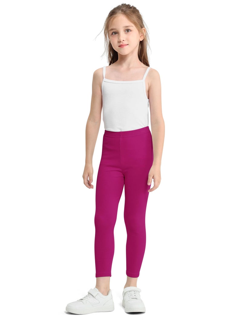 Cooraby 4 Pack Girls Cotton Leggings Ankle Length Leggings Footless Soft Warm Stretchy Tights Pants for Kids - Image 5