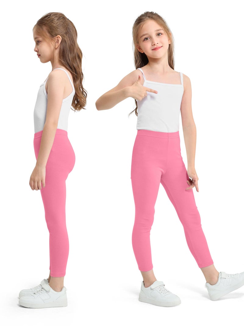Cooraby 4 Pack Girls Cotton Leggings Ankle Length Leggings Footless Soft Warm Stretchy Tights Pants for Kids - Image 3