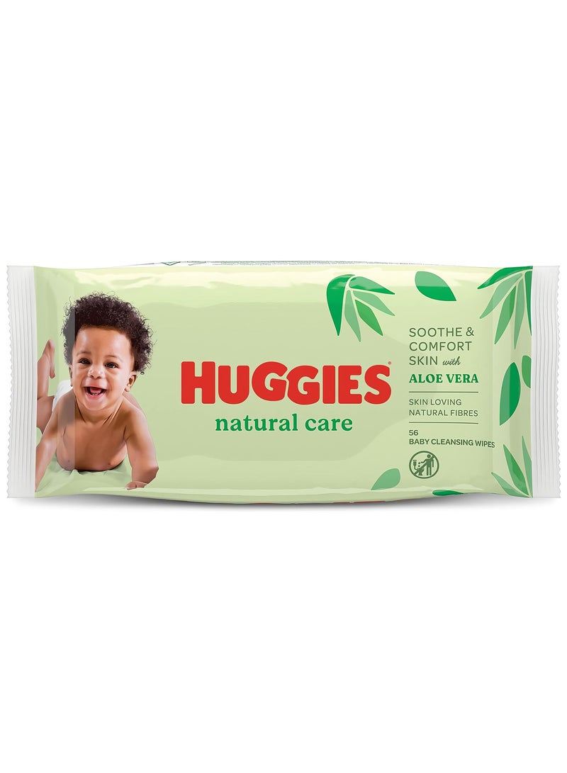 Huggies Huggies Natural Baby Wipes, Aloe Vera Wipes, 3 Pack x 56 Wipes  - Image 2