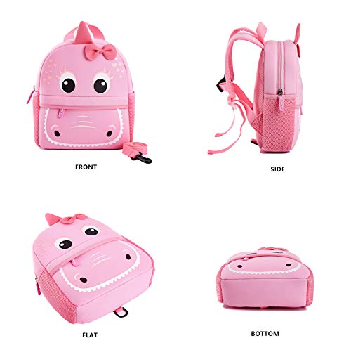 KK CRAFTS Preschool Toddler Backpack with Leash 3D Cute Cartoon Neoprene Animal Schoolbag for Kids Boys GirlsPink Dinosaur - Image 3