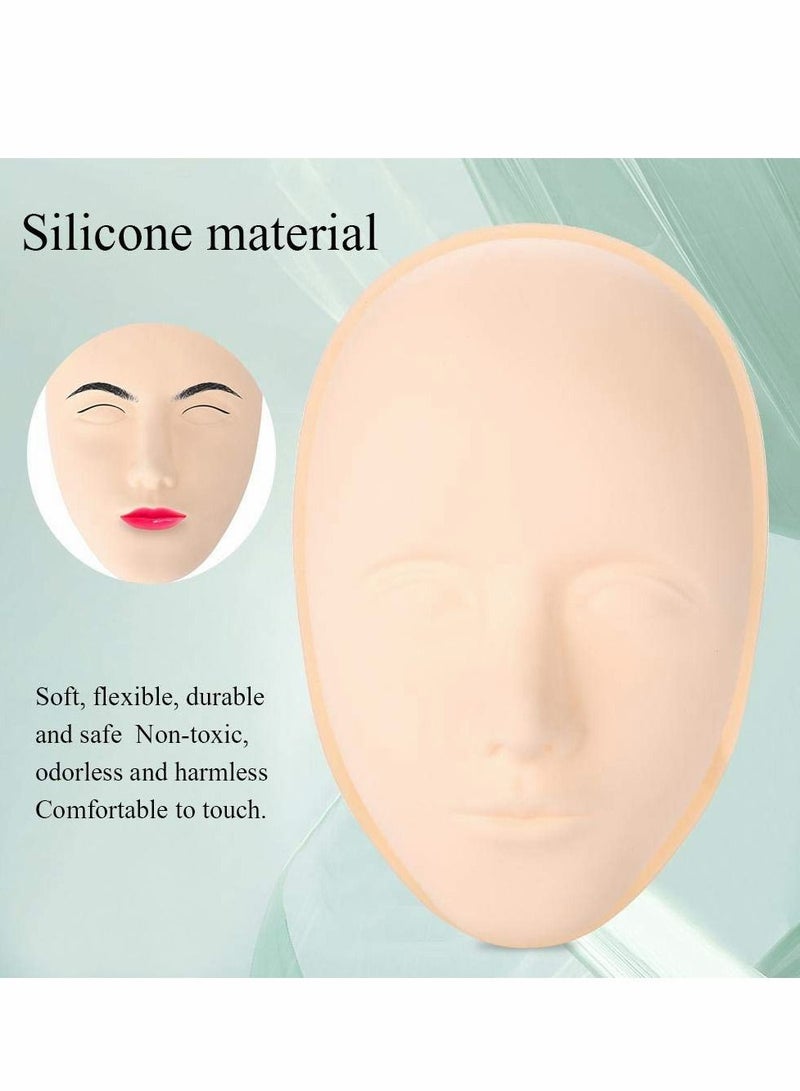 Excefore رأس تدريب على الجلد ثلاثي الأبعاد من السيليكون لدعم الوجه، قاعدة مطاطية ناعمة وهمية للمكياج الدائم والحاجب والشفاه وكحل العيون - Image 4