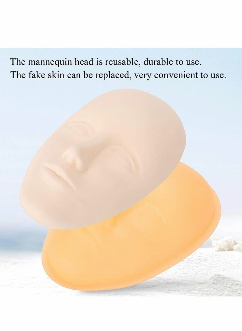 Excefore رأس تدريب على الجلد ثلاثي الأبعاد من السيليكون لدعم الوجه، قاعدة مطاطية ناعمة وهمية للمكياج الدائم والحاجب والشفاه وكحل العيون - Image 2