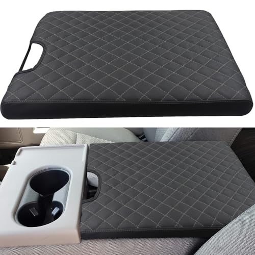 LOCOY Center Console Armrest Cover for Ford F150 Accessories 2015-2025, for F250 F350 F450 2017-2025 with 40/20/40 Jump Seat, Arm Rest Cushion Protection Interior, Middle Console Cover (Gray Stitches) - Image 1