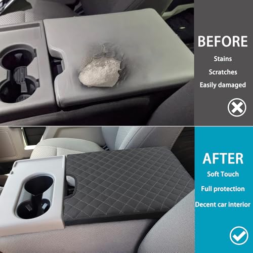 LOCOY Center Console Armrest Cover for Ford F150 Accessories 2015-2025, for F250 F350 F450 2017-2025 with 40/20/40 Jump Seat, Arm Rest Cushion Protection Interior, Middle Console Cover (Gray Stitches) - Image 3