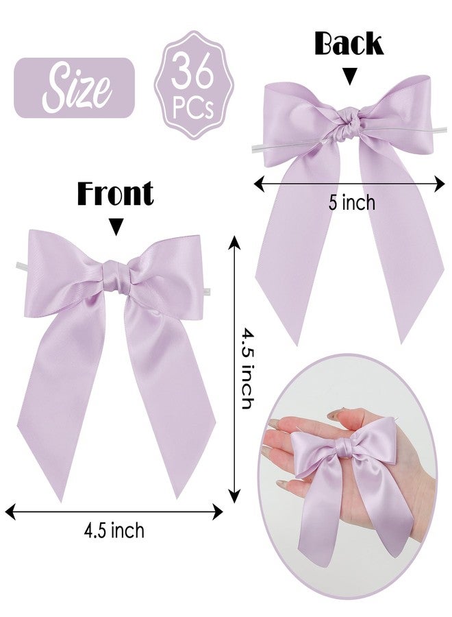 AIMUDI Lilac Satin Bows 4.5" Pre-Tied Purple Twist Tie Bows for Treat Bags Light Purple Ribbon Bows for Crafts Premade Bows for Gift Wrapping Wedding Decor Baby Shower Party Favors - 36 PCs - Image 2