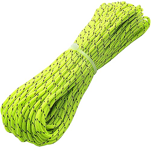 ThreeBulls 1.8mm Fluorescent Reflective Guyline Tent Rope Camping Cord Paracord 65 Feet (Green, 20m) - Image 1