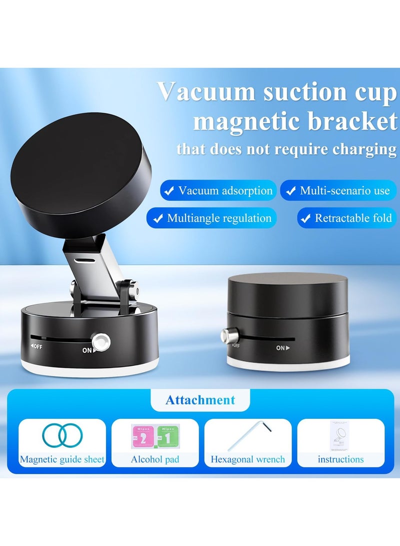 YJS Vacuum Magnetic Suction Phone Holder, 2025 New Magnetic Suction Phone Mount, Foldable Portable Double-Sided Vacuum Magnetic adsorption Adjustable Mobile Phone Holder For All Phones Black - Image 2