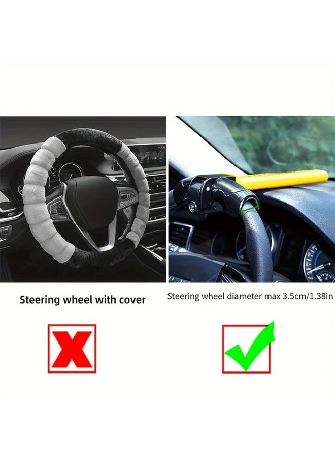 قفل عجلة القيادة الثقيل اللون الأصفر جهاز أمان عام مضاد للسرقة للسيارات مع مفتاحين - Image 4